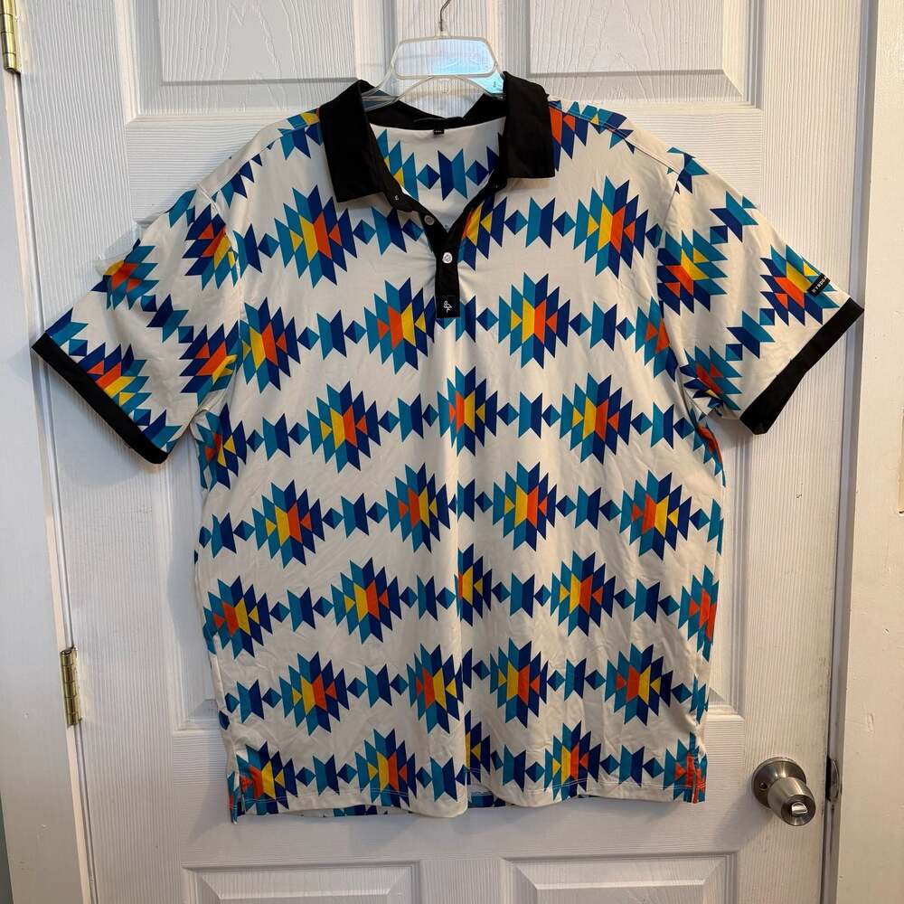 Byrdgang Aztec 2.0 Men's Performance Golf Polo Shirt Size XXL Loud Golf Shirt